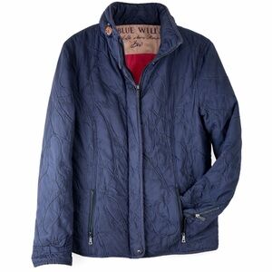 Blue Willis Barn Coat Womens 40 Blue Quilted Jacket Hooded Chore Coat